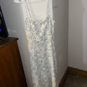 Speechless Blue and White Spaghetti Strap Midi Dress